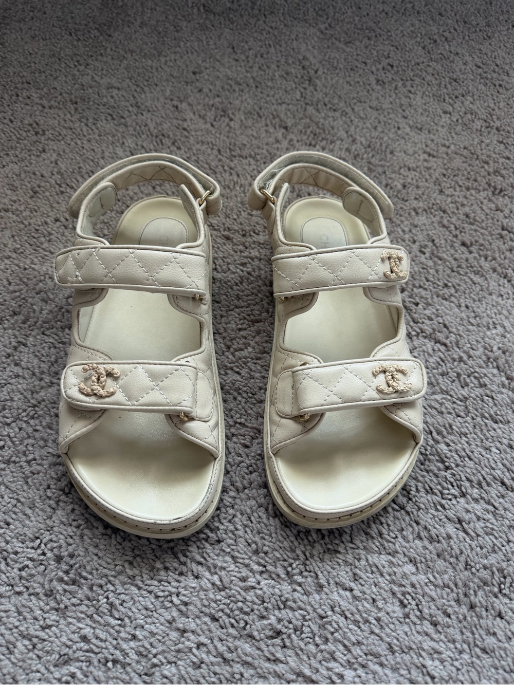 Authentic Chanel Cream Quilted Sandals – Size 41 (US women’s 10)